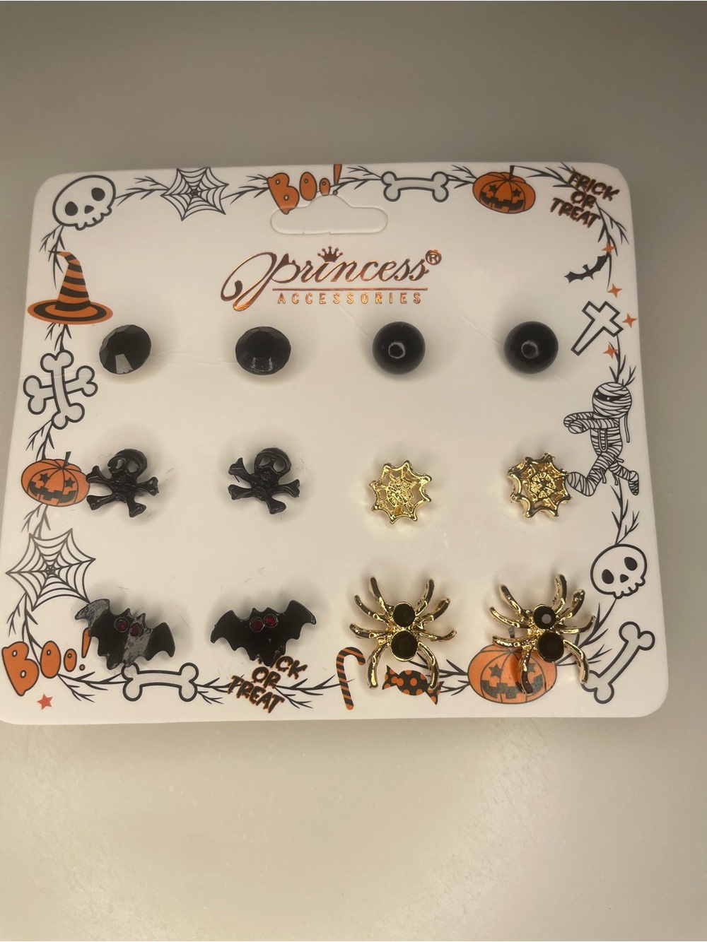 Halloween Earring Set - Black & Gold Studs